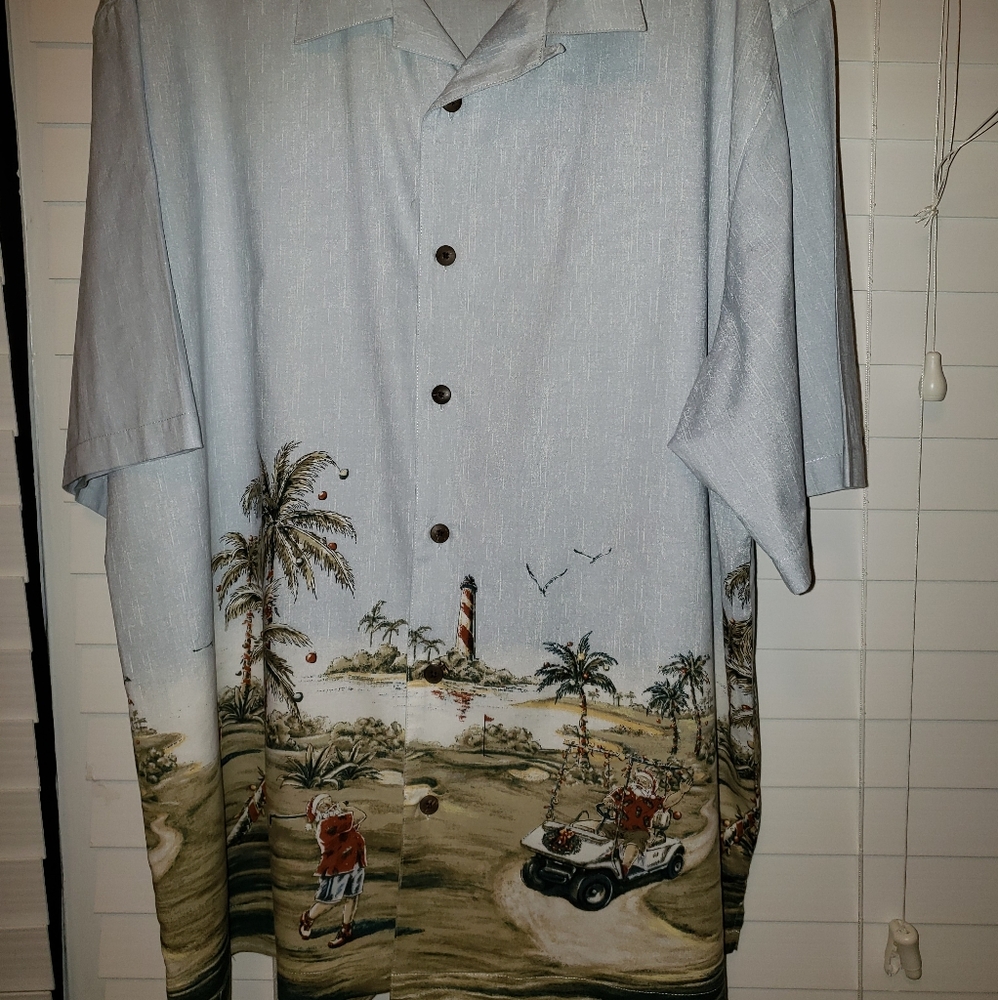 Hawaiian Golf Christmas Santa Shirt XXL Men's  EUC